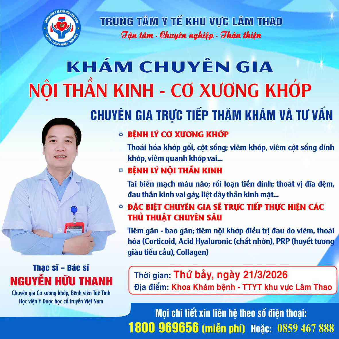 🔶 KHÁM NỘI THẦN KINH - CƠ XƯƠNG KHỚP CÙNG CHUYÊN GIA ĐẦU NGÀNH