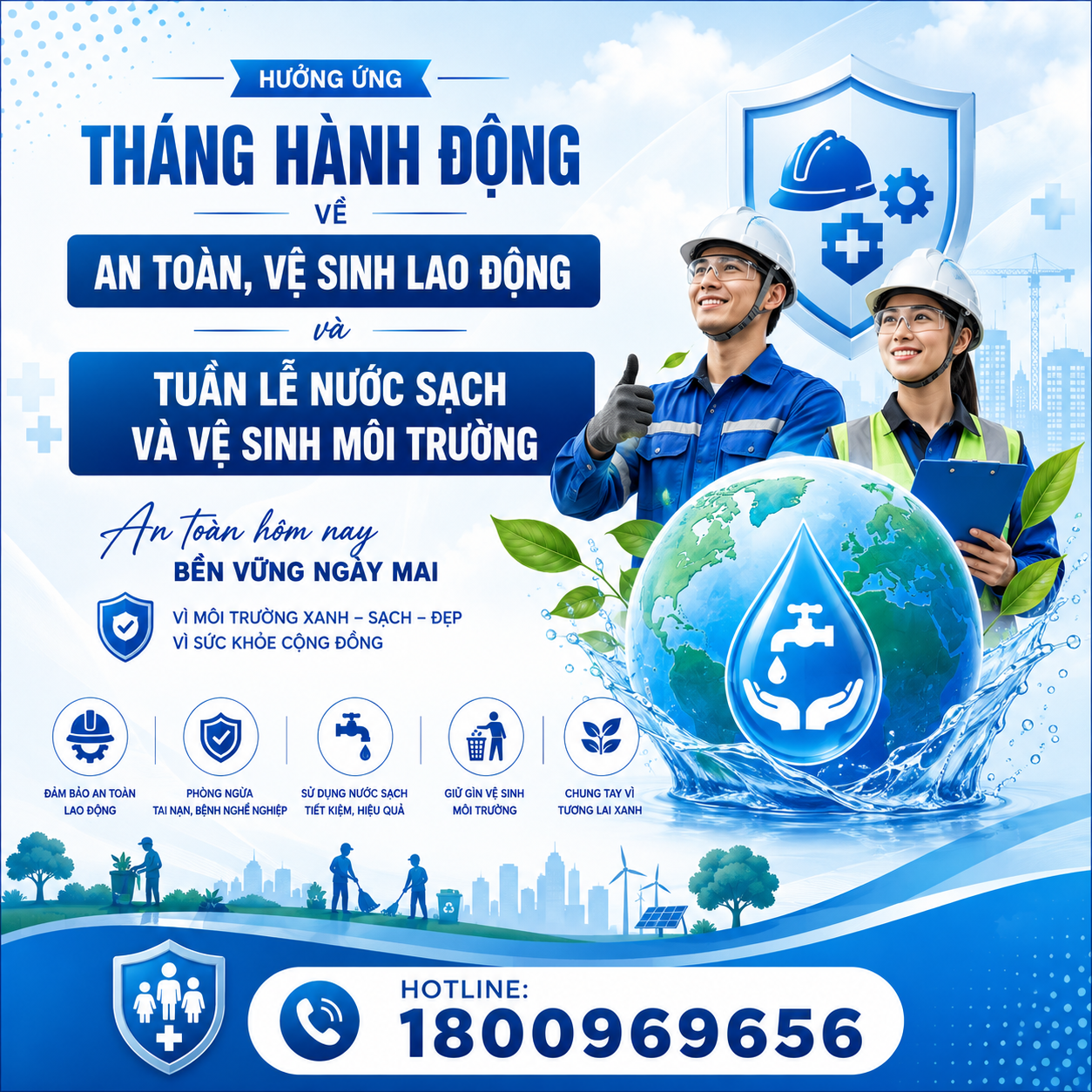 HƯỞNG ỨNG THÁNG HÀNH ĐỘNG VỀ AN TOÀN, VỆ SINH LAO ĐỘNG VÀ TUẦN LỄ NƯỚC SẠCH, VỆ SINH MÔI TRƯỜNG